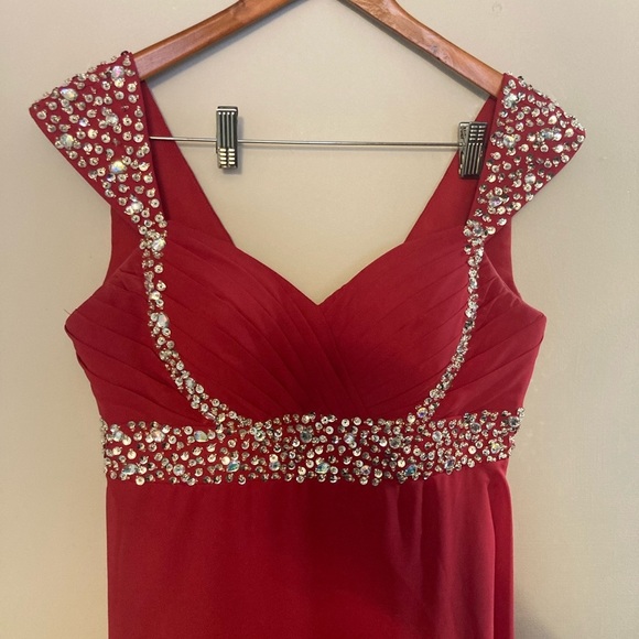 Custom made empire waist red prom dress - Picture 2 of 6